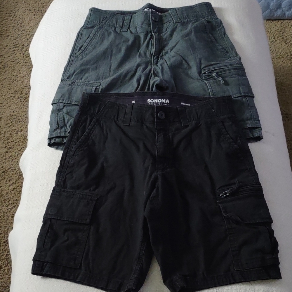 Sonoma Men's Cargo Shorts With Flex, Size 29. 2 Pair Bundle